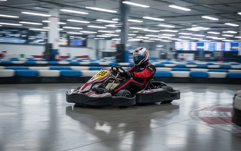 Карт класса SuperSport 15 л.с. на высокой скорости